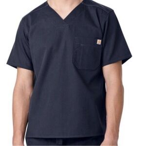 Carhartt C15108 Scrub Utility Top Black Ripstop V-Neck Shirt Men's Size XL
